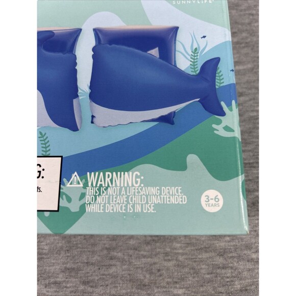 Inflatable Arm Bands Finn The Shark Blue Ages 3-6 Up To 40 Lbs - Picture 9 of 12